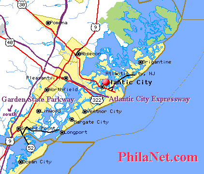 Maps From Philadelphia To The New Jersey Shore Beaches Atlantic